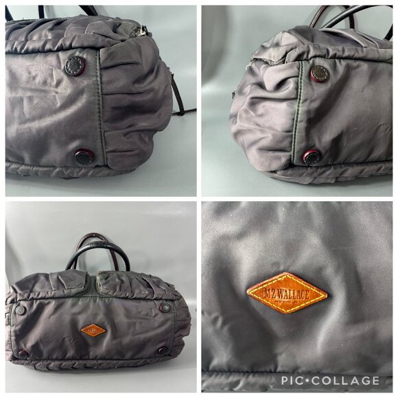 MZ Wallace Kate Gray Nylon Brown Leather Trim Shoulder Bag - Picture 14 of 14